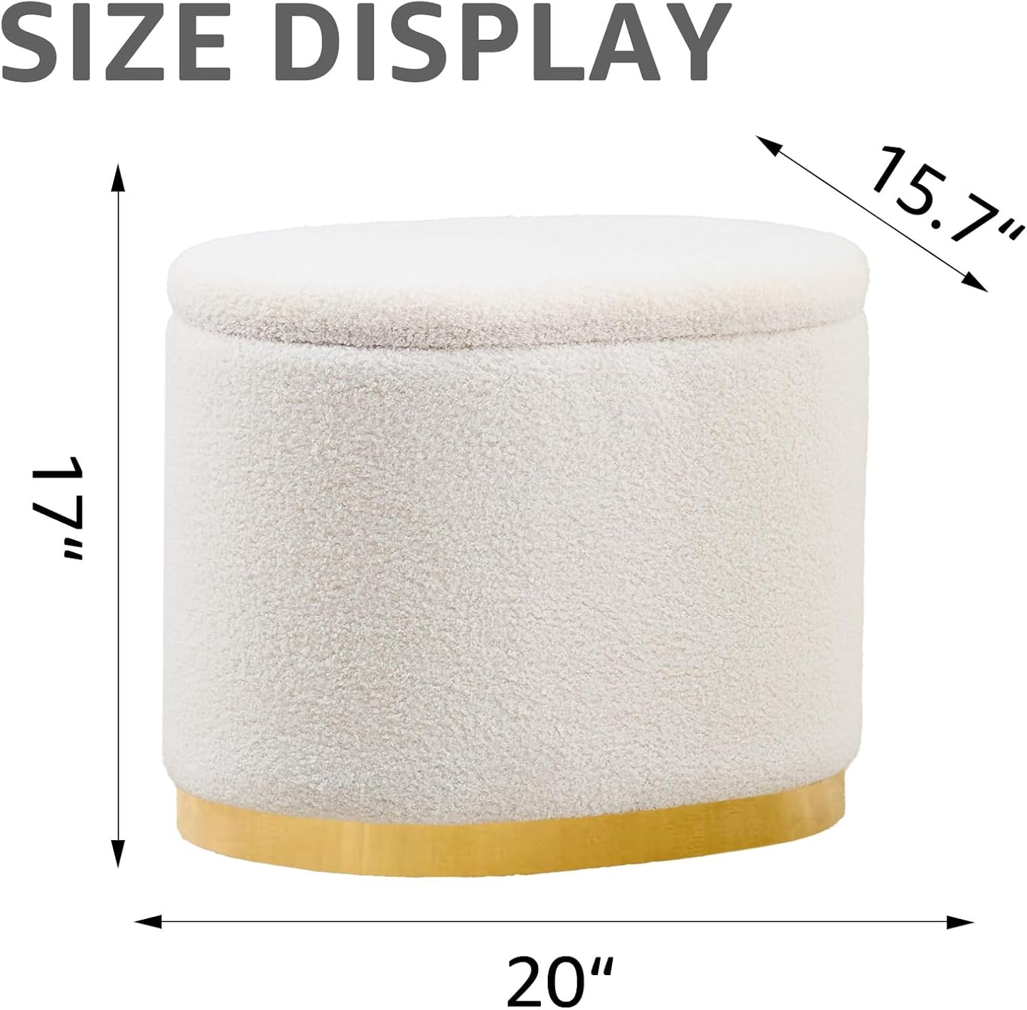 Round Storage Ottoman with Flip-Top Lid – White Upholstered Stool