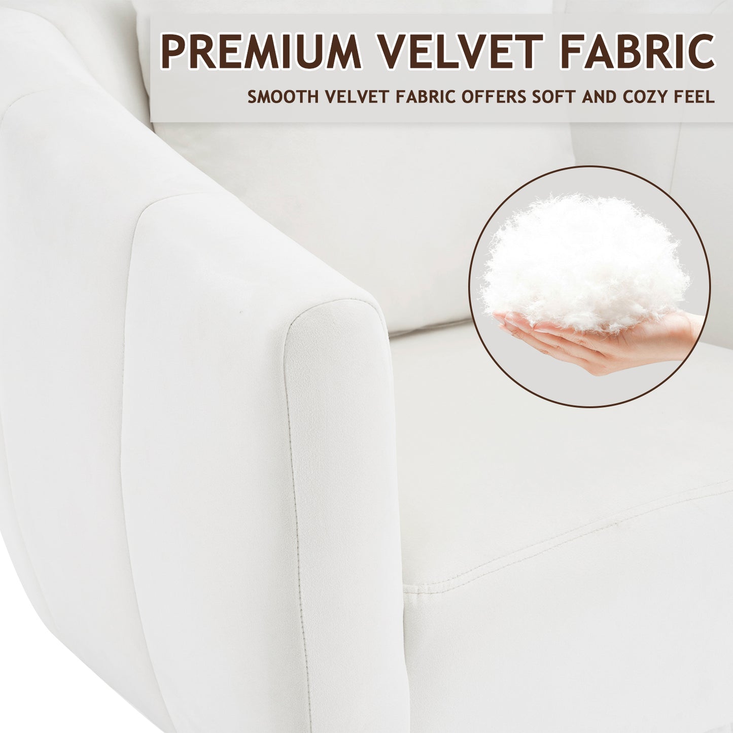 360° Swivel Velvet Accent Chair with Fluffy Cushion – Off White