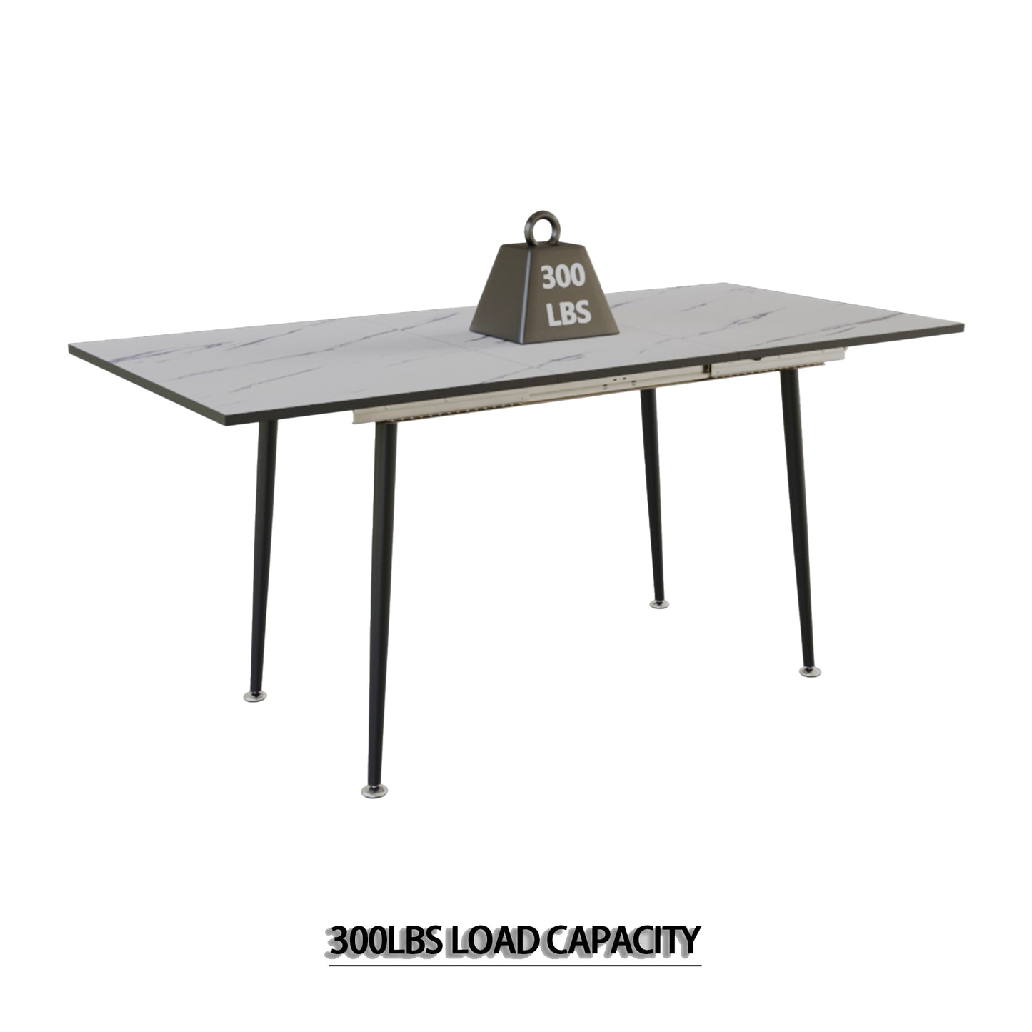 Extendable White Dining Table Set with 4 Green Chairs – Seats 2–6