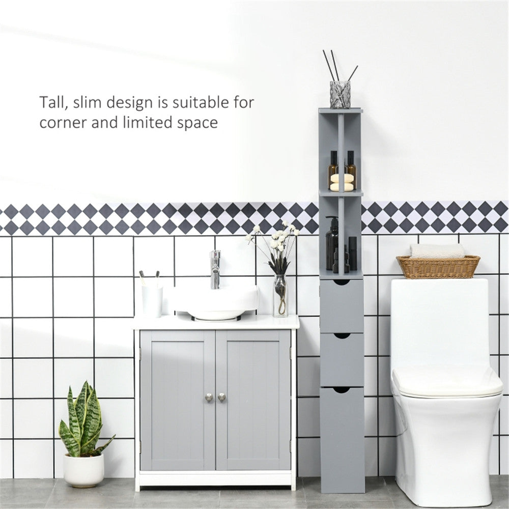 Grey Bathroom Storage Cabinet with Shelves – Compact Organizer Unit