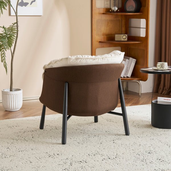 Modern Velvet Barrel Accent Chair with Metal Legs – Off-White Armchair