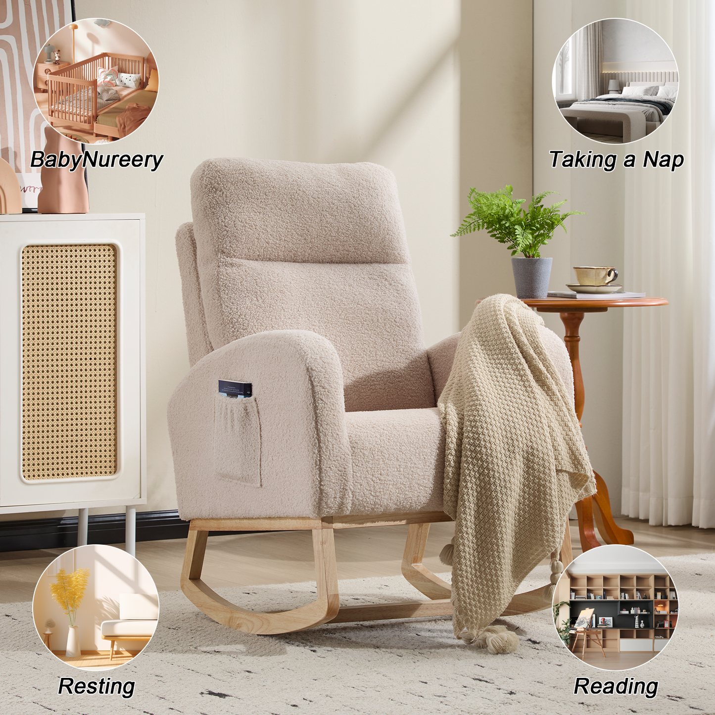 Modern High-Back Accent Rocking Chair – Nursery & Lounge Comfort