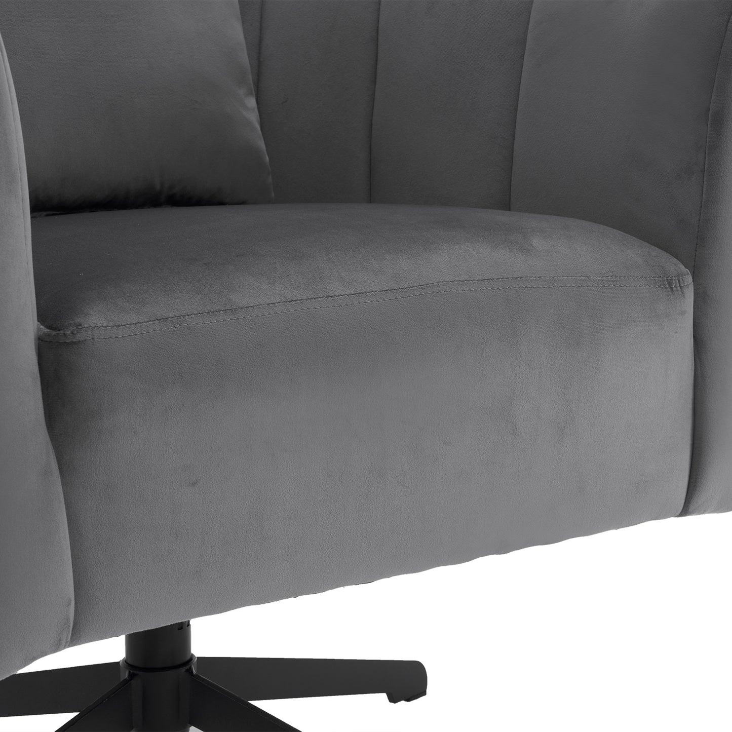 360° Swivel Velvet Accent Chair with Fluffy Cushion – Gray