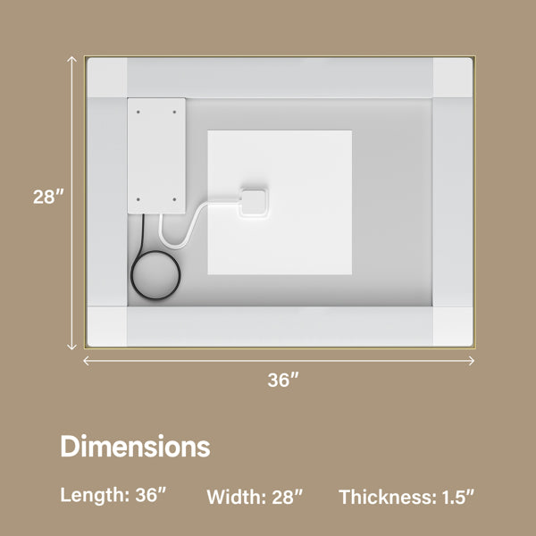 28x36" Gold Framed LED Mirror with Dual Front & Back Light Strips