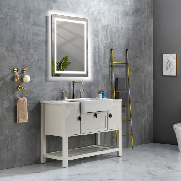 40x30" LED Bathroom Mirror with Frontlit & Backlit, Anti-Fog, Dimmable, 3 Colors