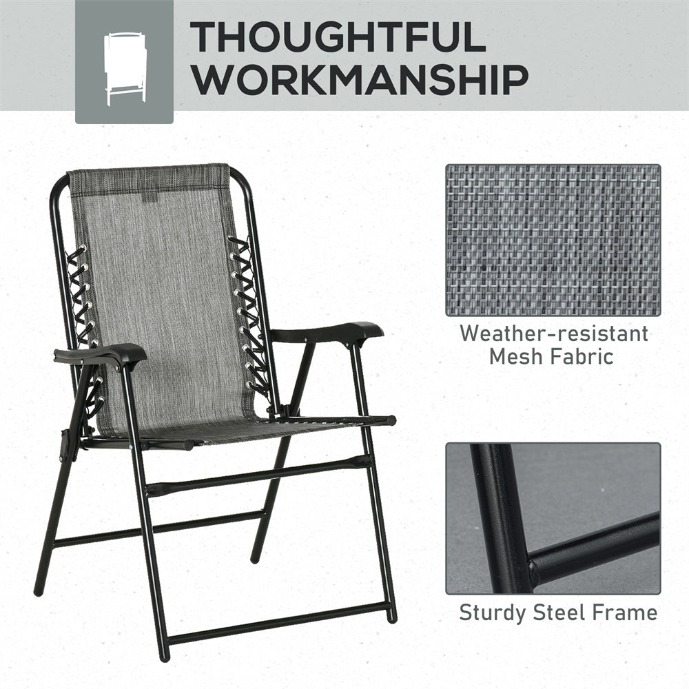 Set of 2 Foldable Mesh Armchairs – Outdoor Lounge Chairs with Armrests