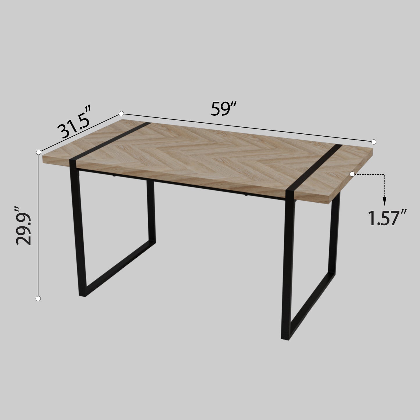 59" Light Wood Dining Table Set w/ 4 Suede Chairs – Modern & Cozy Style