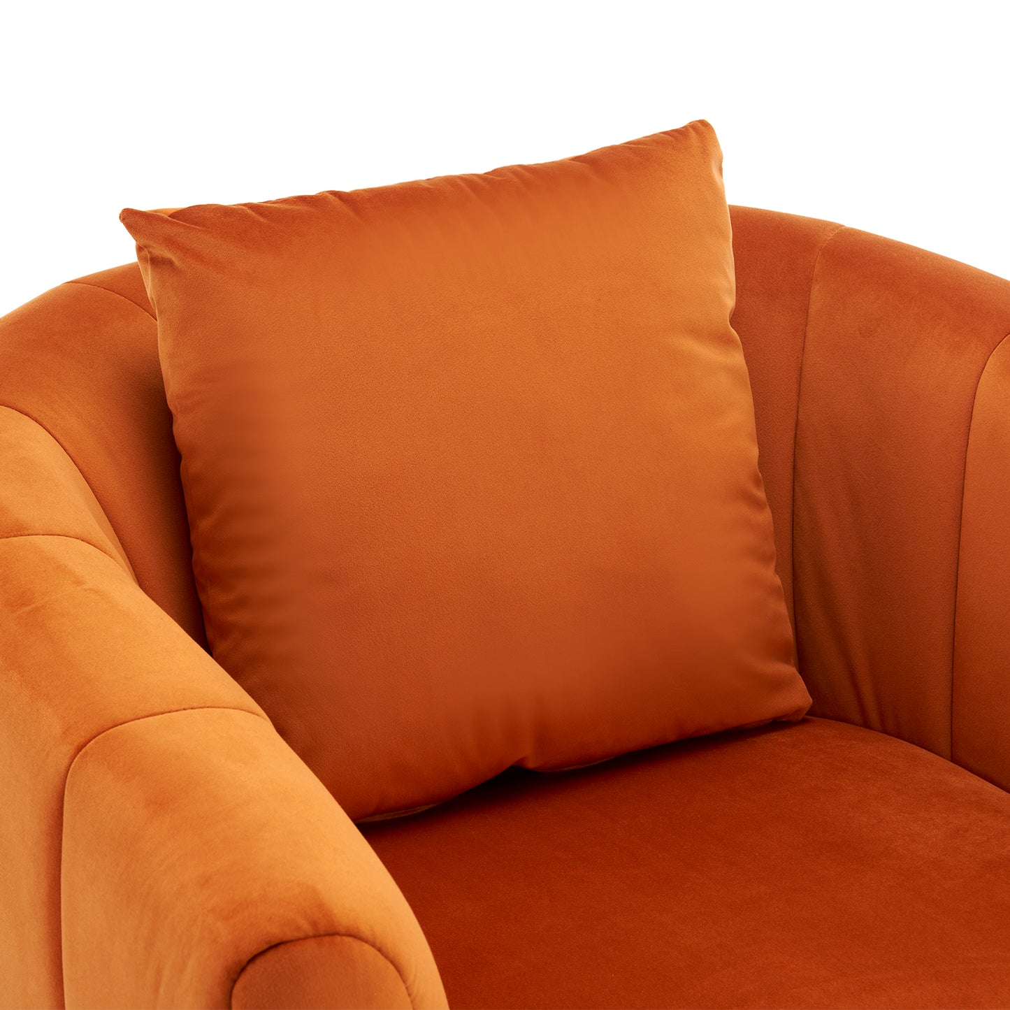 360° Swivel Velvet Accent Chair with Fluffy Cushion – Burnt Orange