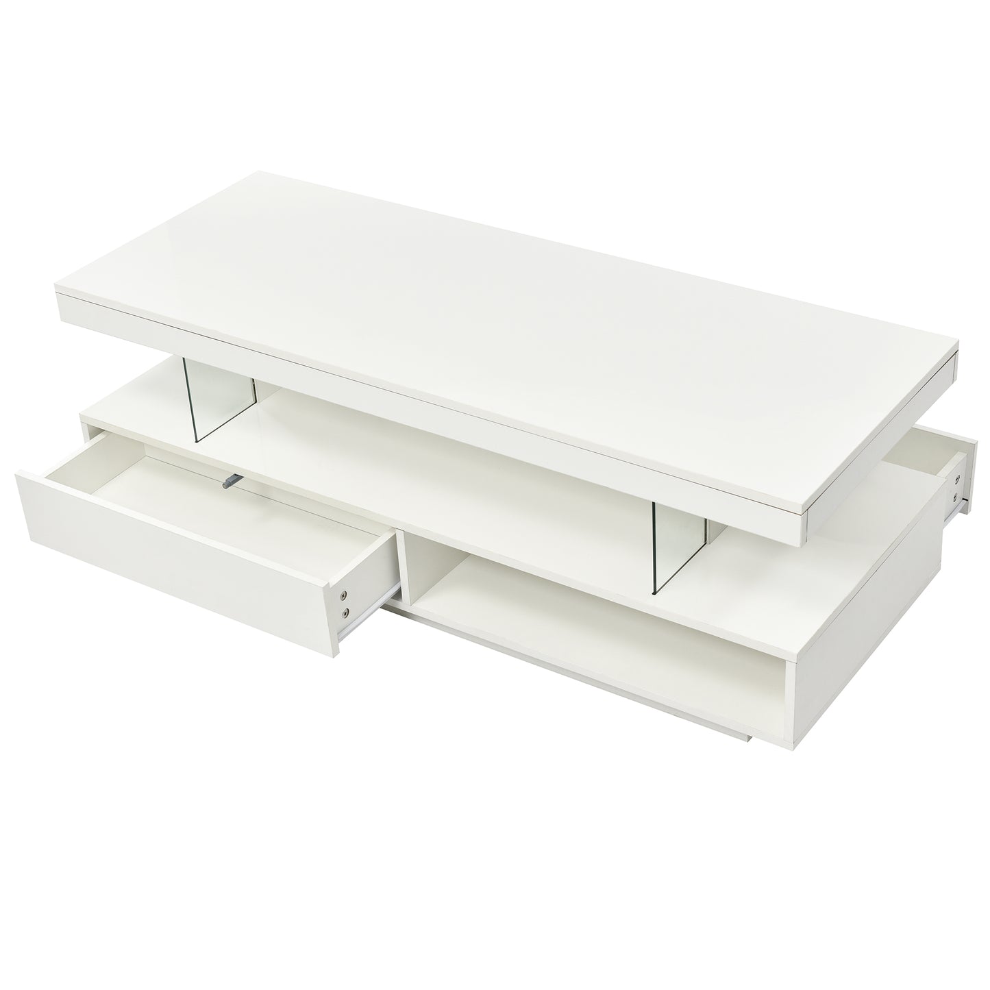 Modern LED Coffee Table with Storage, Drawers & Shelves for Living Room