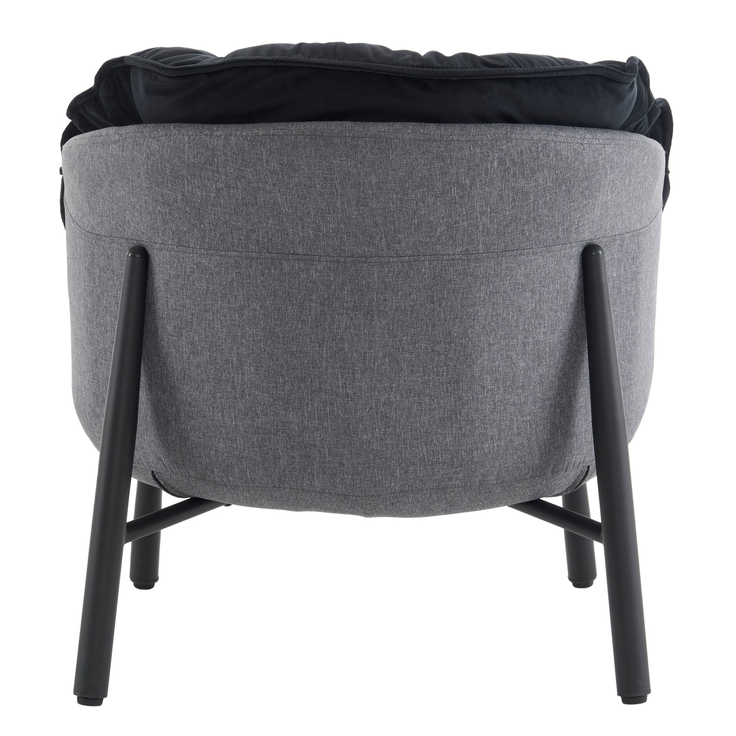 Modern Velvet Barrel Accent Chair with Metal Legs – Black Armchair