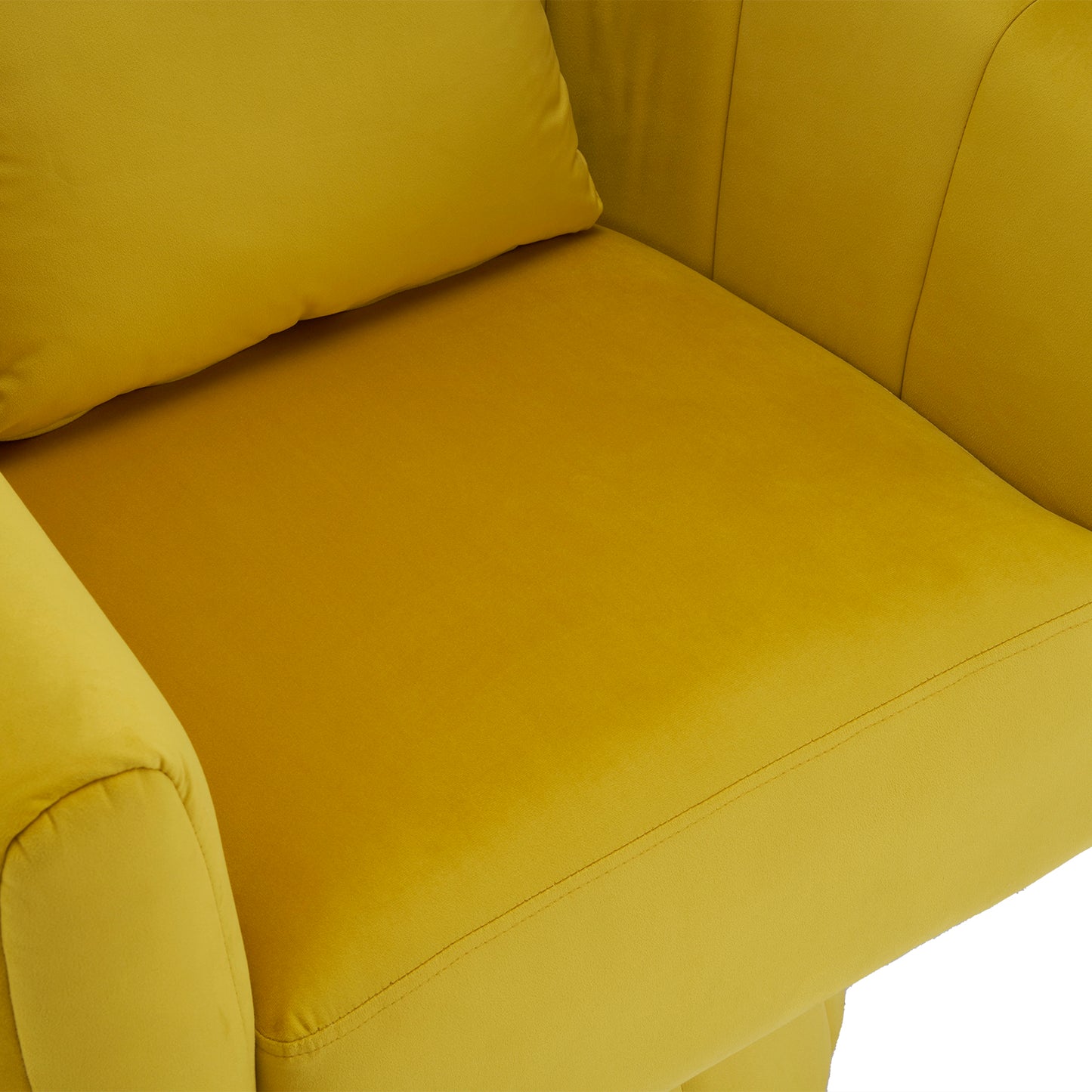 Velvet Accent Chair with Fluffy Cushion – Yellow