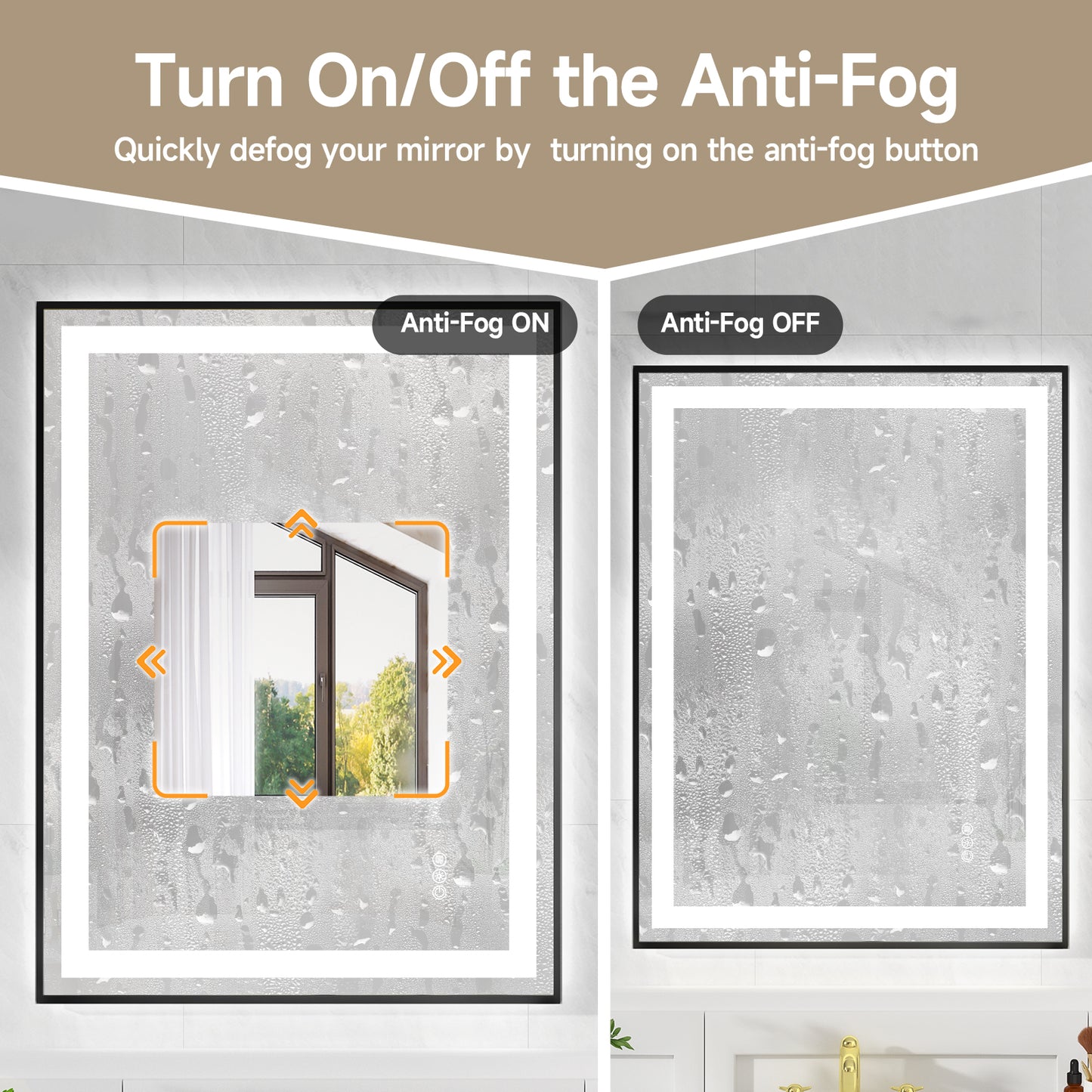 24x32" Black Framed LED Mirror with Dual Front & Back Light Strips