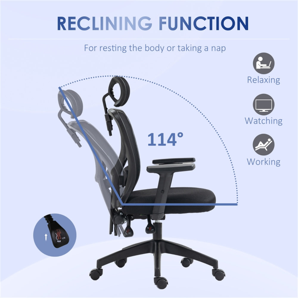 Ergonomic Mesh Massage Office Chair with Adjustable Armrests & Headrest