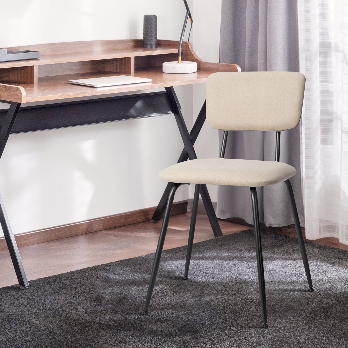 Set of 6 Modern White Padded Dining Chairs for Kitchen, Bar & Office Use