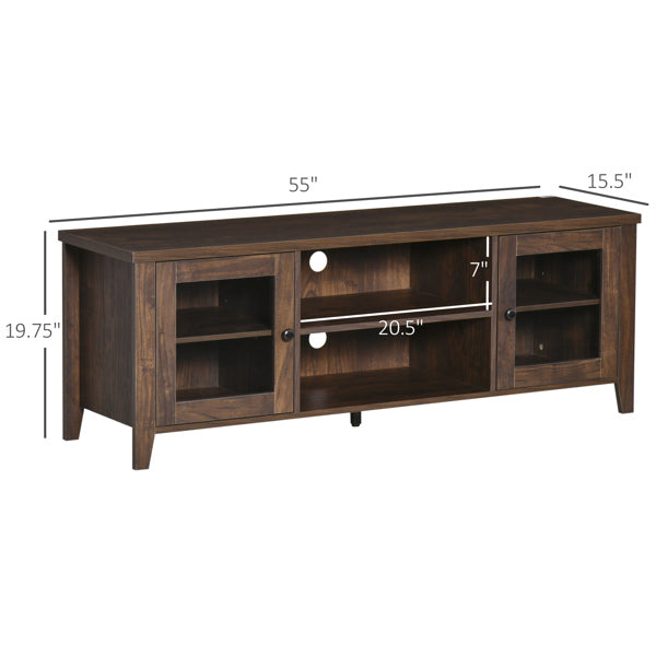 55" Coffee LED TV Stand with Adjustable Shelves & Cable Management – Modern Cabinet