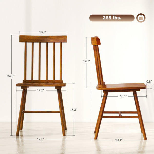 Light Brown Wooden Farmhouse Dining Chairs – Set of 2