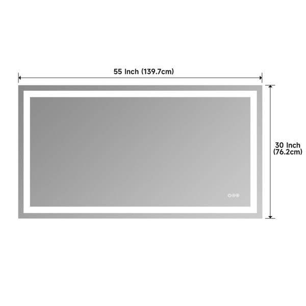 55x30 Dual LED Light Frameless Mirror – Front & Back Lighting