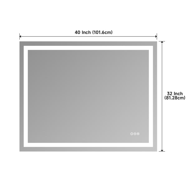 40x32" Dual LED Light Frameless Mirror – Front & Back Lighting