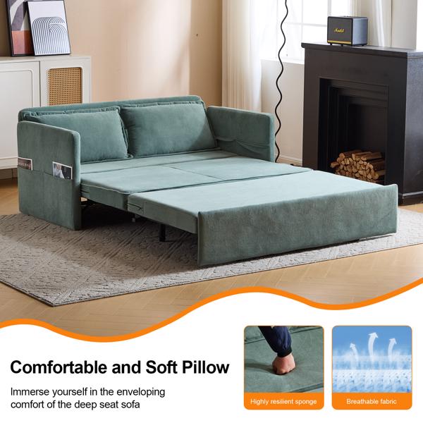 3-in-1 Sleeper Chair Bed with Tray & USB, Convertible Sofa in Light Green