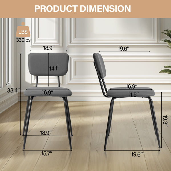 Set of 4 Modern Grey Padded Dining Chairs for Kitchen, Bar & Office Use