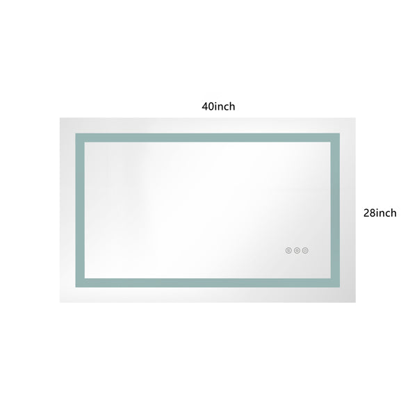 40x28" LED Bathroom Mirror with Frontlit & Backlit, Anti-Fog, Dimmable, 3 Colors