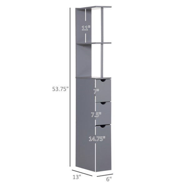 Grey Bathroom Storage Cabinet with Shelves – Compact Organizer Unit