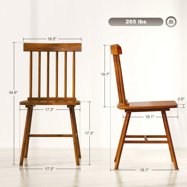 Light Brown Wooden Farmhouse Dining Chairs – Set of 4