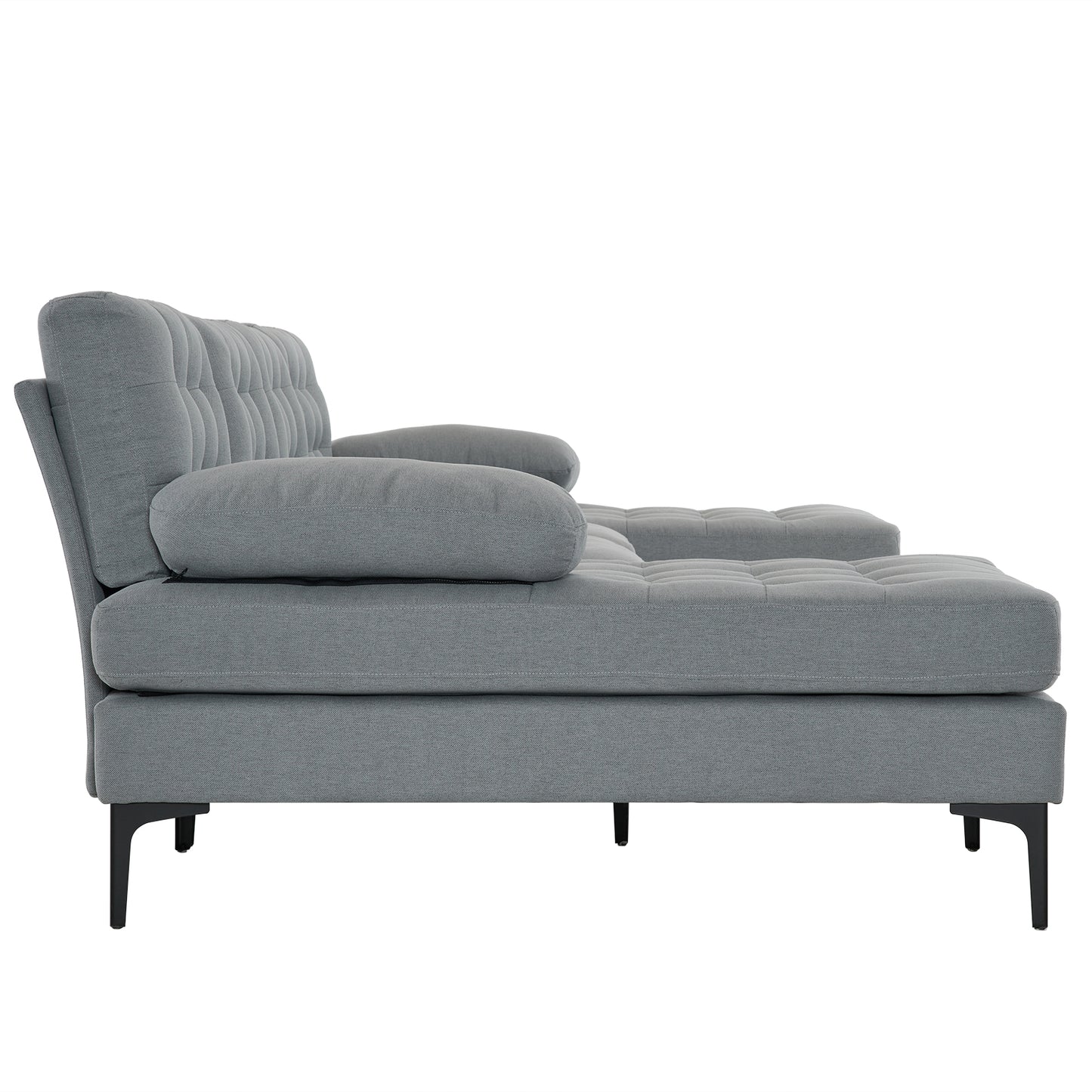 U-Shaped Sectional Sofa – Soft Armrest & Backrest, Wooden & Iron Frame with Gold Legs, Beige Upholstery