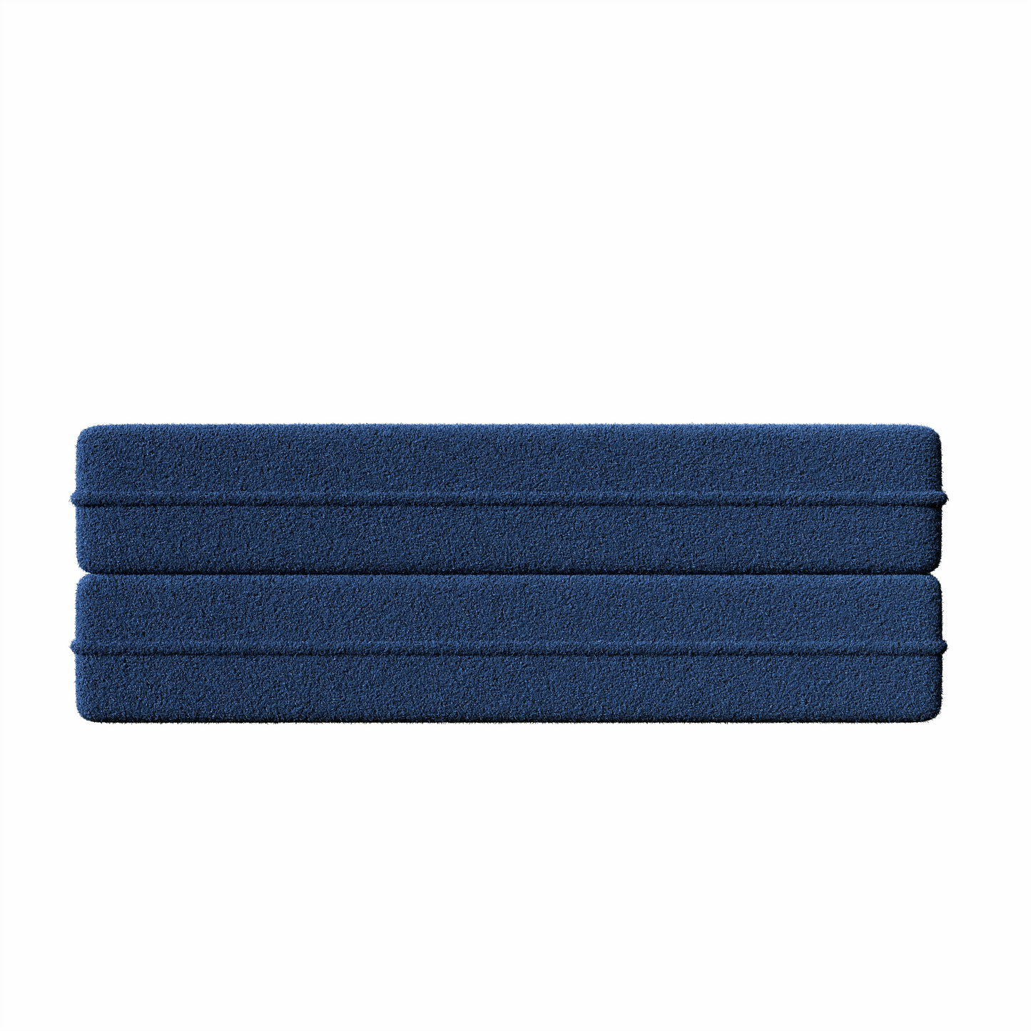 Blue Teddy Fabric Convertible Floor Sofa Bed with 2 Pillows, Full Size 78"