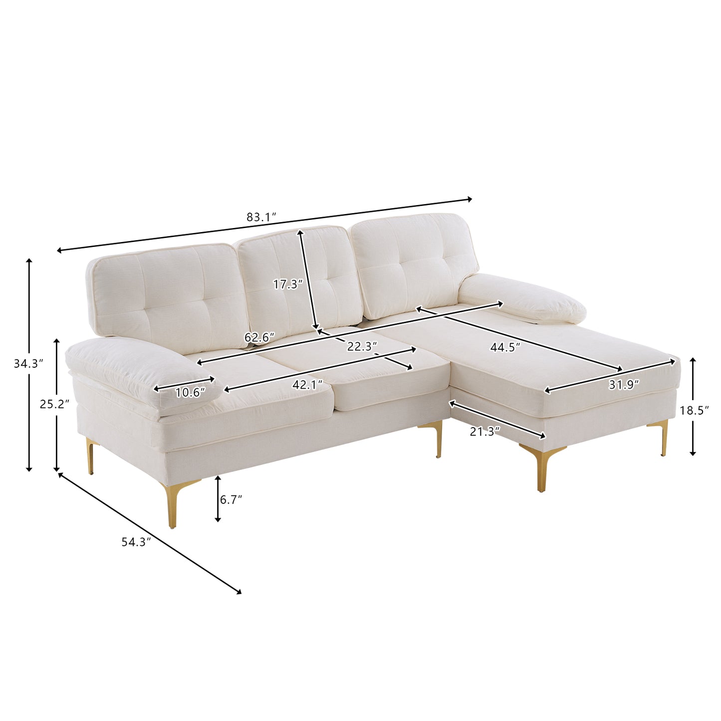 "Beige 3-Seater Modular Sofa – Simple, Stylish Indoor Seating"