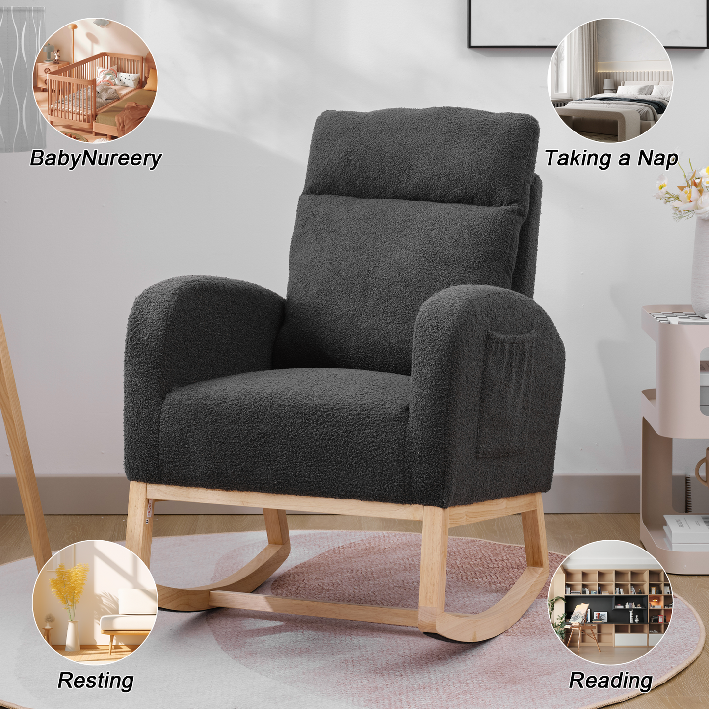 Modern High-Back Accent Rocking Chair – Nursery & Lounge Comfort
