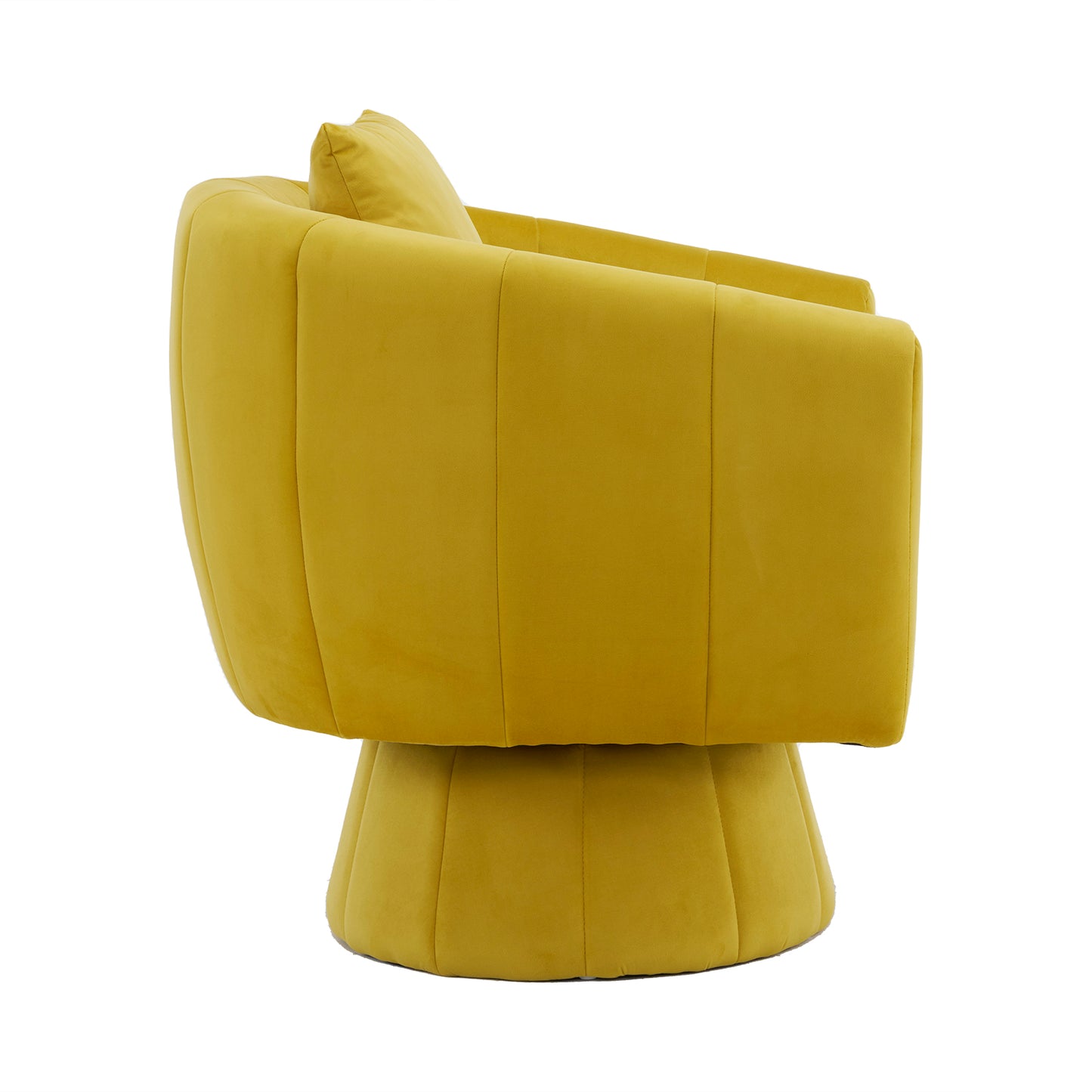 Velvet Accent Chair with Fluffy Cushion – Yellow