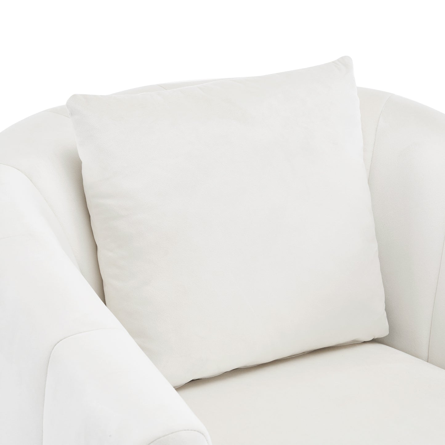 360° Swivel Velvet Accent Chair with Fluffy Cushion – Off White