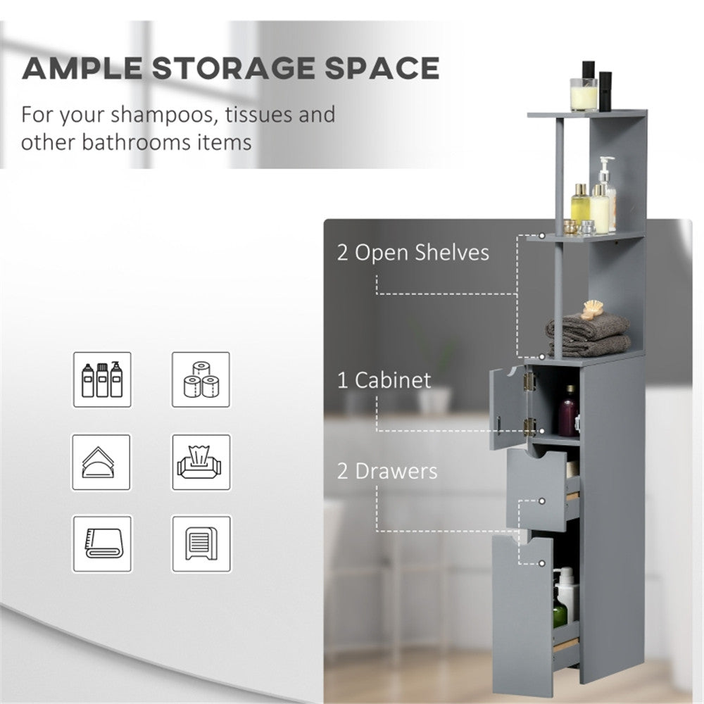 Grey Bathroom Storage Cabinet with Shelves – Compact Organizer Unit