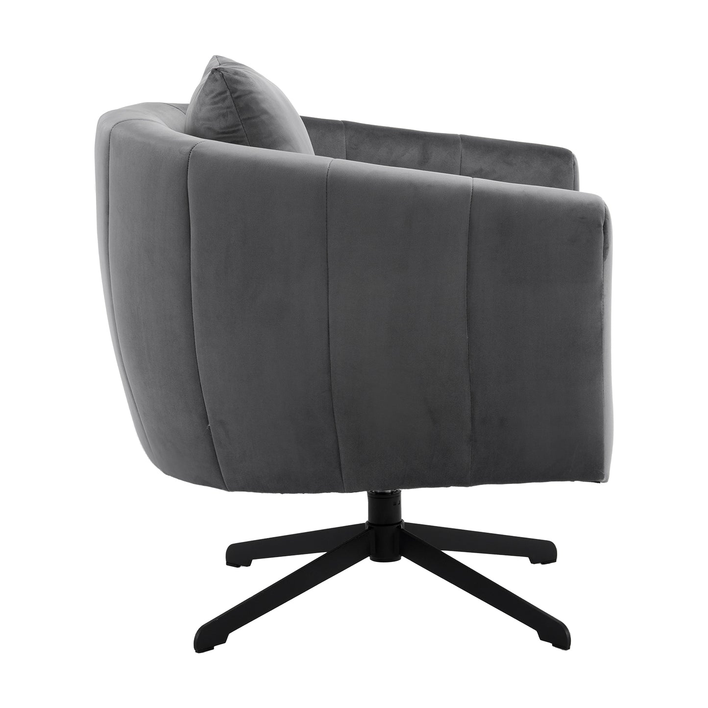 360° Swivel Velvet Accent Chair with Fluffy Cushion – Gray