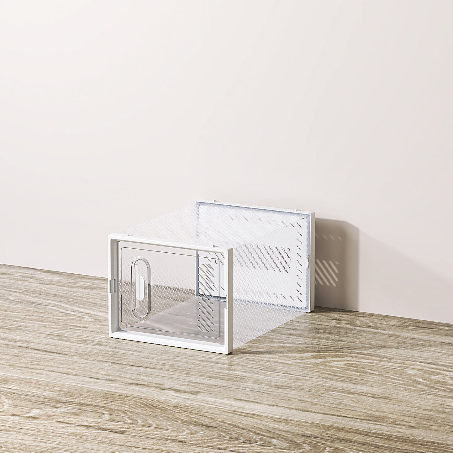 My Store  6-Pack White Plastic Mesh Shoe Boxes – 35x25x19cm Modular Storage Set