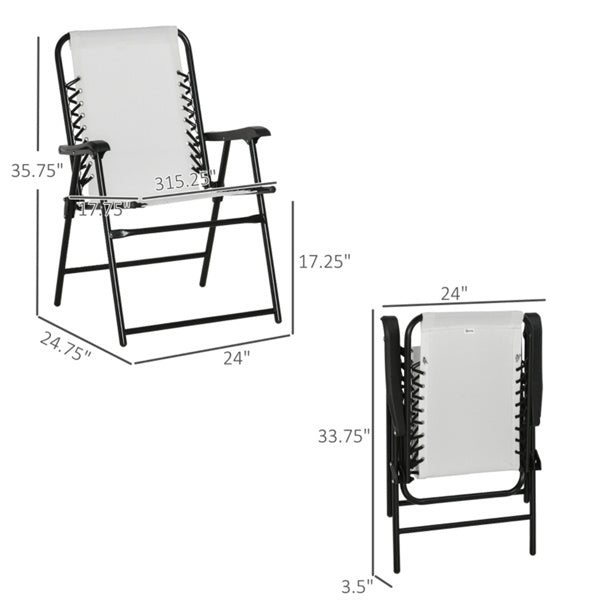 Set of 2 Foldable Mesh Armchairs – Outdoor Lounge Chairs with Armrests