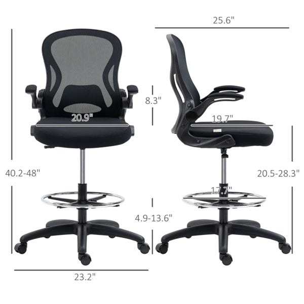 Ergonomic Mesh Drafting Chair with Lumbar Support & Adjustable Footrest