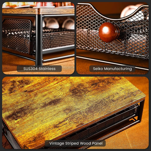 Coffee Pod Storage Drawer with Sliding Basket, Organizer for K-Cups & Maker