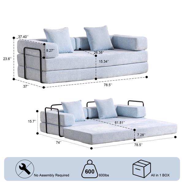 Convertible Corduroy Futon Sofa Bed – Foldable Floor Couch with Sponge Padding