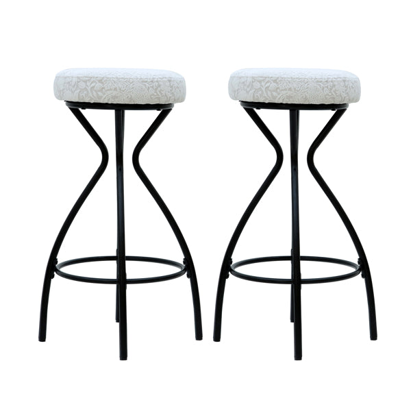 29" Floral Print Counter Height Bar Stools with Footrest – Set of 2 Upholstered