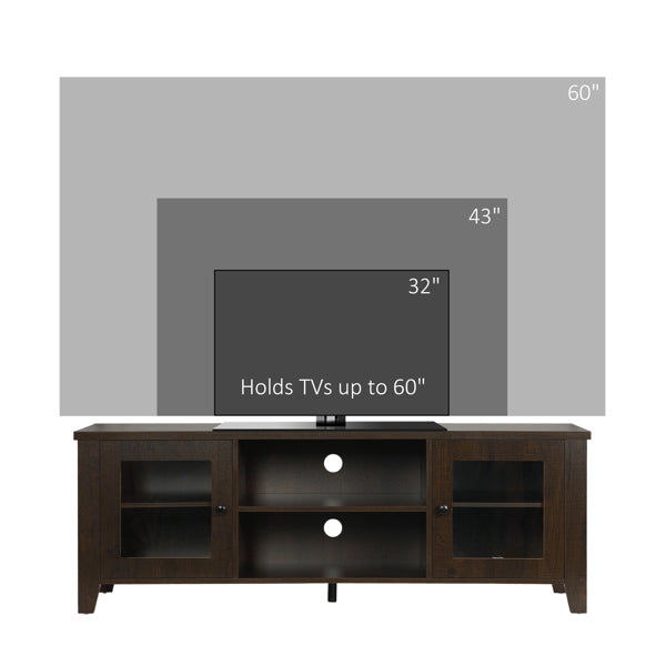 55" Coffee LED TV Stand with Adjustable Shelves & Cable Management – Modern Cabinet