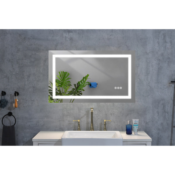 40x20" LED Bathroom Mirror with Frontlit & Backlit, Anti-Fog, Dimmable, 3 Colors