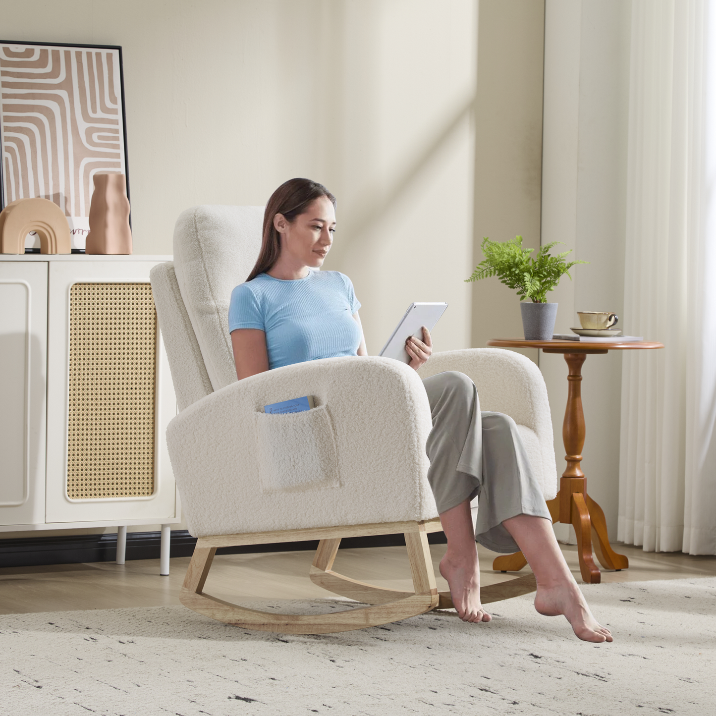 Modern High-Back Accent Rocking Chair – Nursery & Lounge Comfort