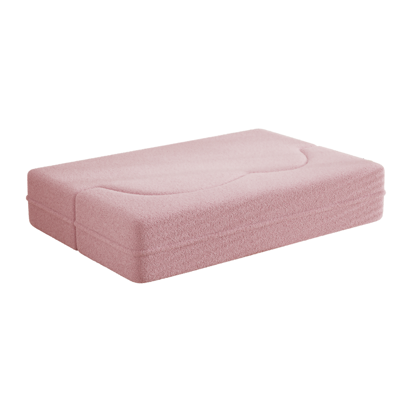 Modern Pink Teddy Fabric Floor Sofa Bed with 2 Pillows – Convertible & Space-Saving