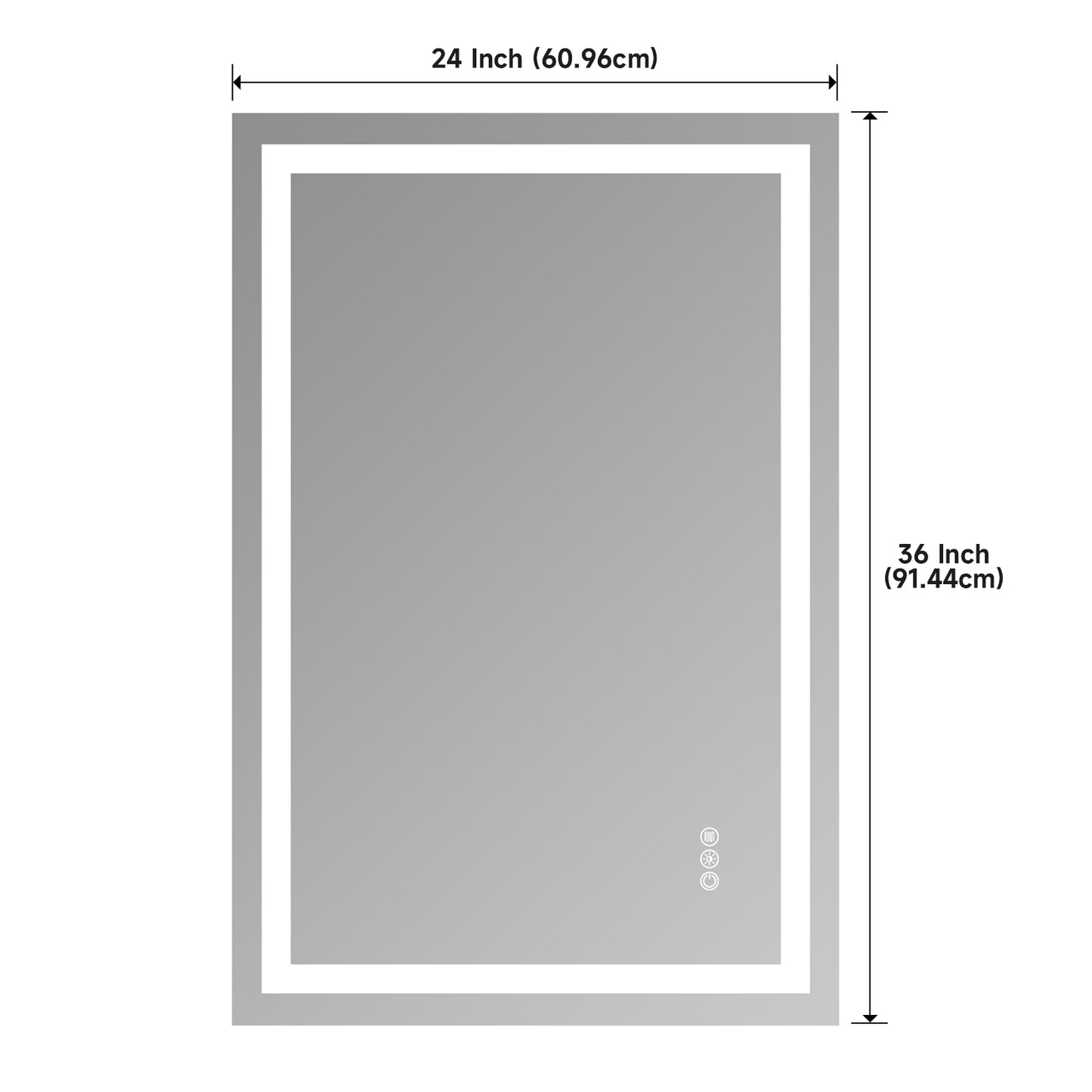 24x36 Dual LED Light Frameless Mirror – Front & Back Lighting