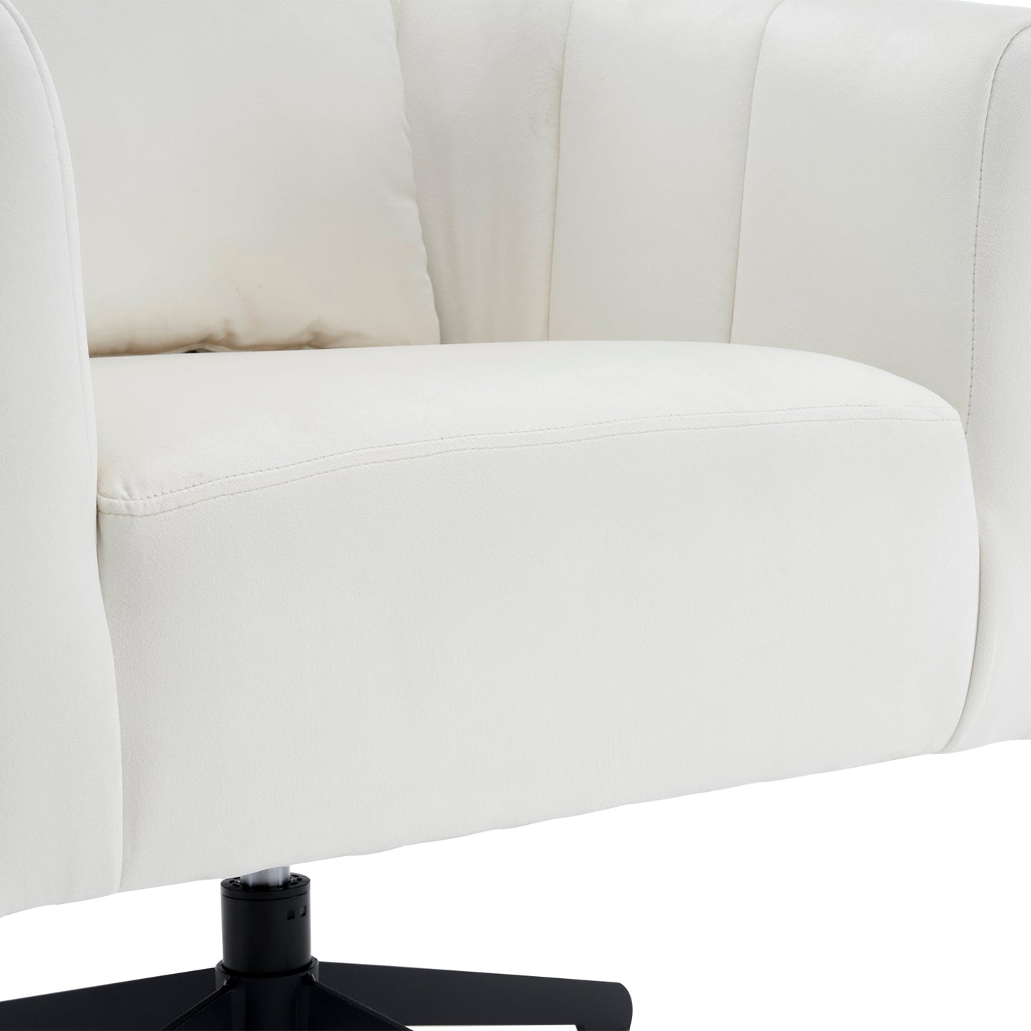 360° Swivel Velvet Accent Chair with Fluffy Cushion – Off White