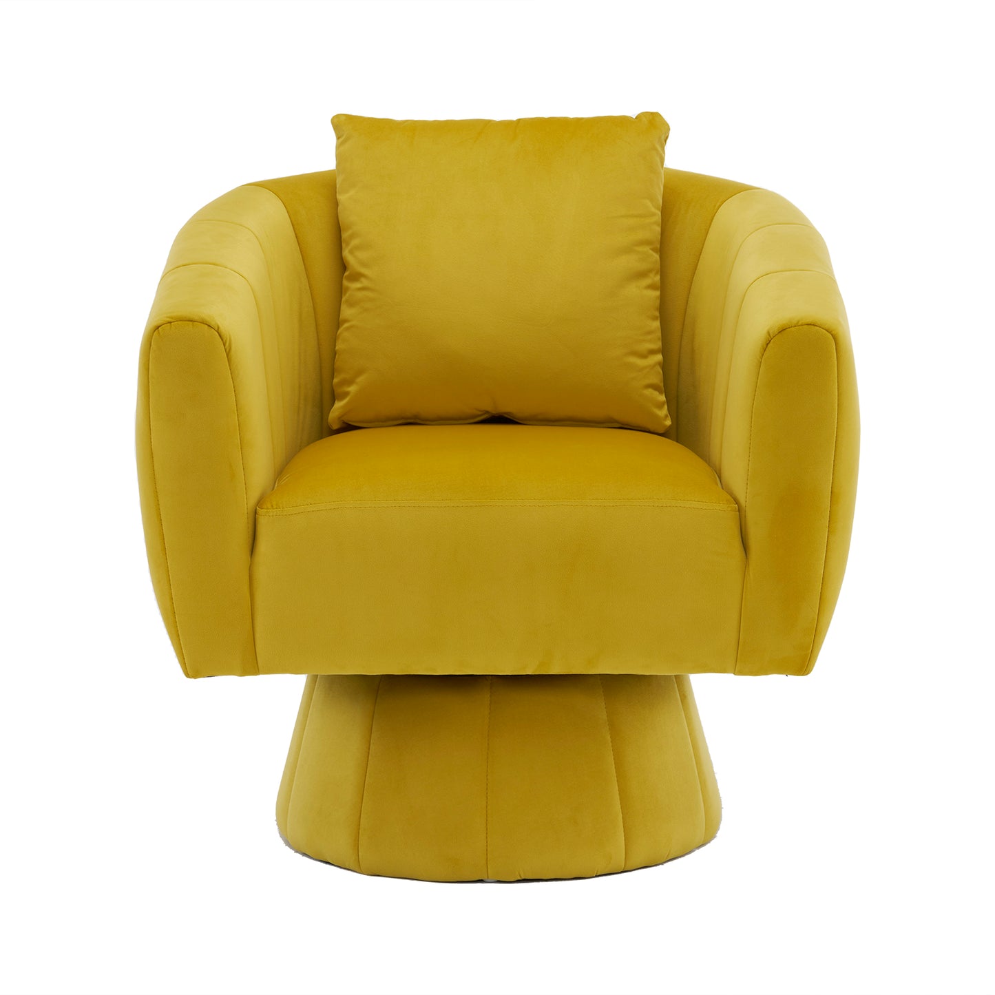 Velvet Accent Chair with Fluffy Cushion – Yellow