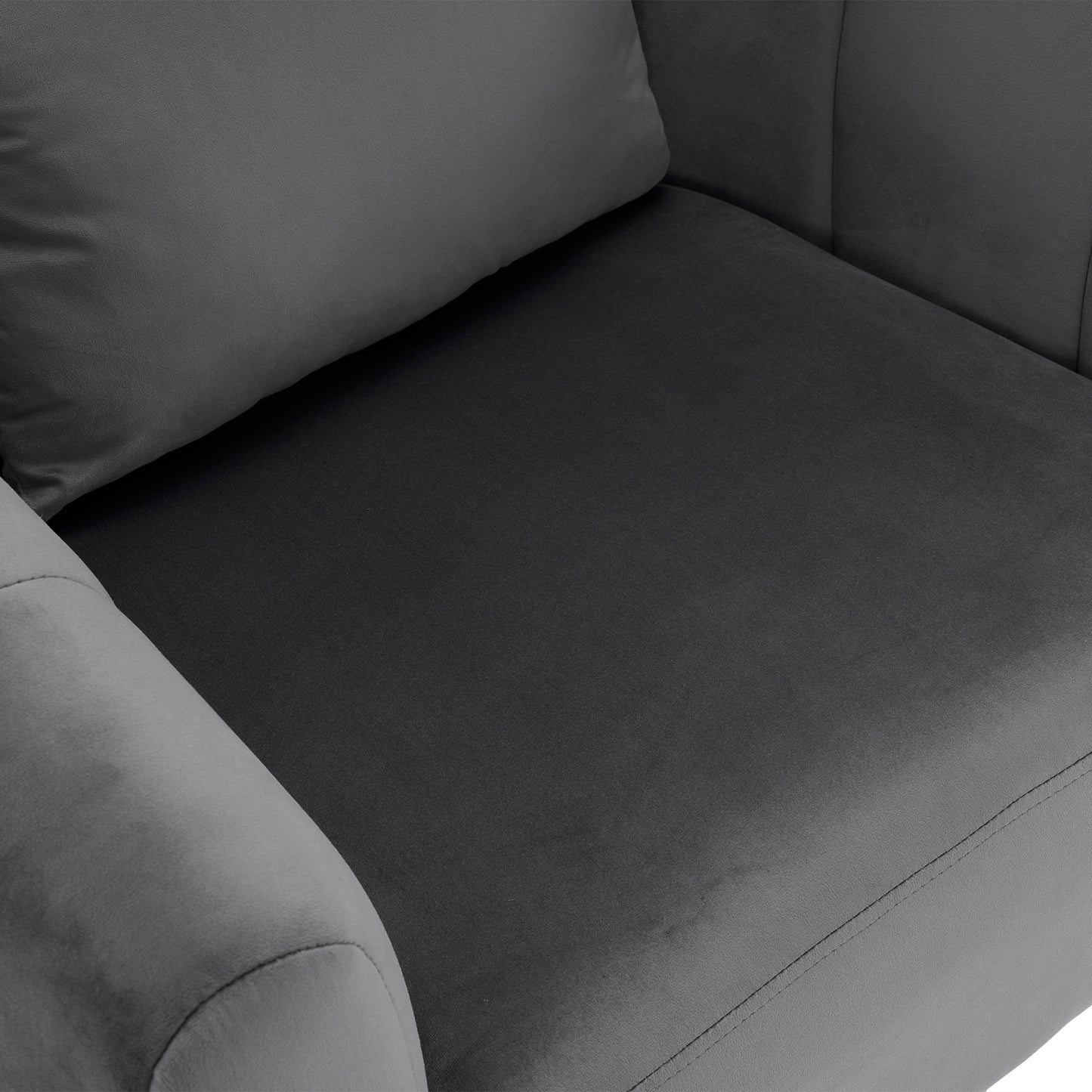 360° Swivel Velvet Accent Chair with Fluffy Cushion – Gray