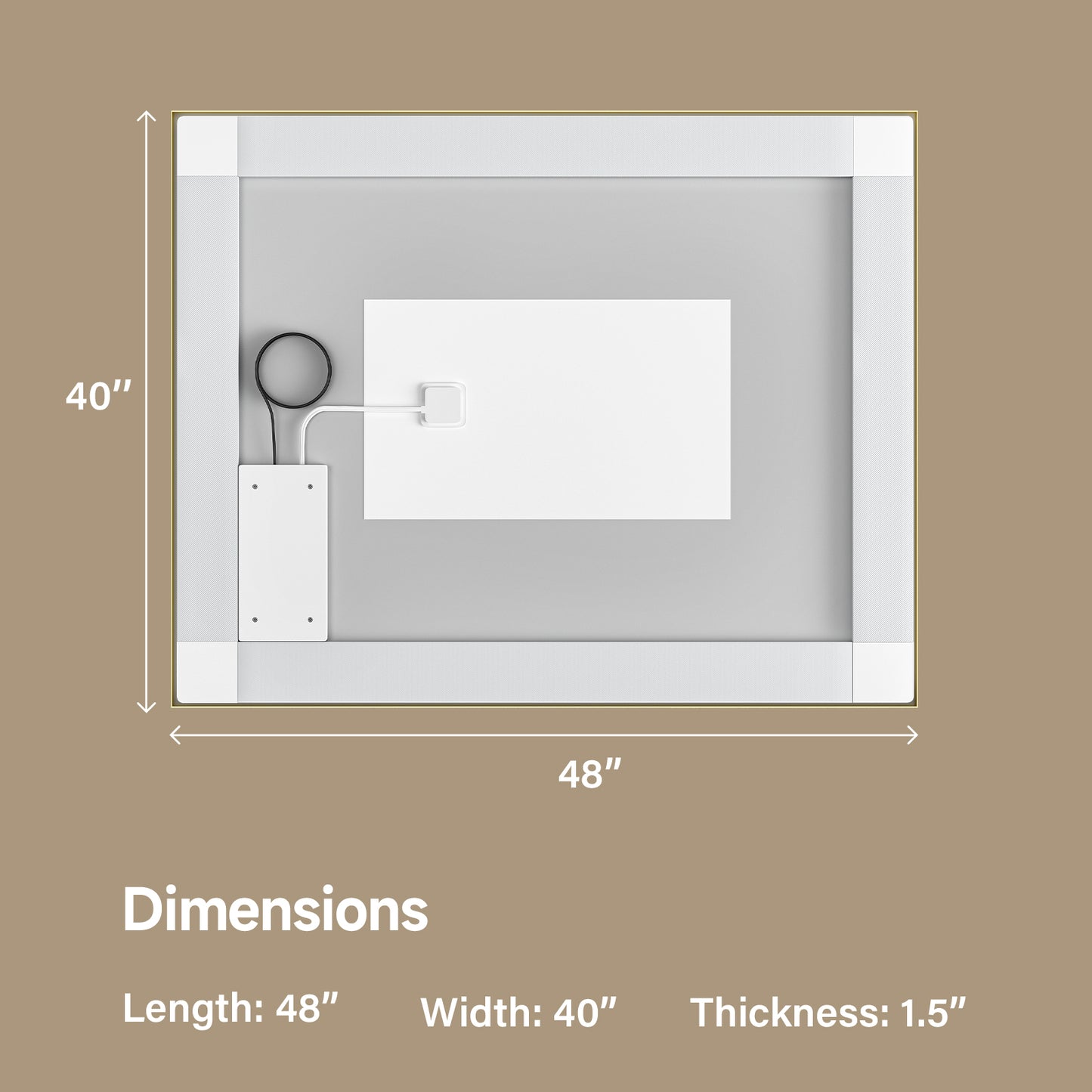 48x40" Gold Framed LED Mirror with Dual Front & Back Light Strips